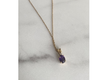 14 K Gold Necklace With Amethyst Pendant