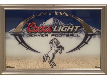 Coors Lite Denver Football Mirrored Wall Art In Silver Frame