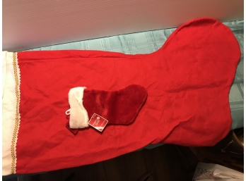 XL Felt Christmas Stocking With New Smaller Stocking, Measurements In Pics