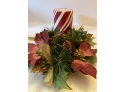 Peppermint Stripe Candle With Decorative Candle Ring
