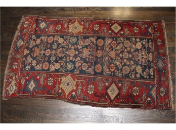 Antique Hand Knotted Persian Heriz Rug  64'x36'. # 3075