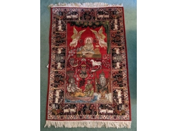 Very Fine Hand Knotted Lahore Picture Rug 72'x50'. # 3189