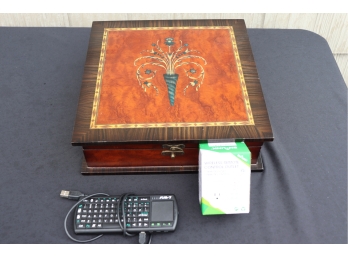 Unique Inlay Trinket Box & Assorted Electronics  Wireless Remote Control Outlet & More
