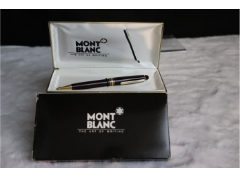 Vintage Mont Blanc Ball Point Pen In Port Wine Color With Gold Finish Details & Original Packaging