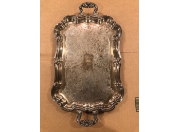 Large Ornate Silverplate Tray With Hallmark Lechard, Silversmith To Queen