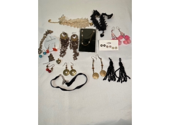 Huge Lot Of Fun Night/Day Out Costume Earrings And Pendants And Necklaces
