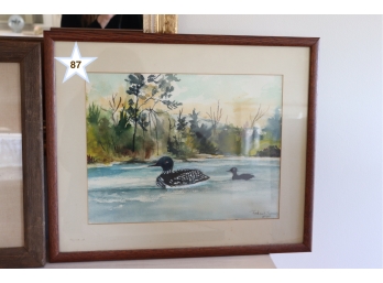 Framed Watercolor Of Ducks Paddling, 1983, Tenney