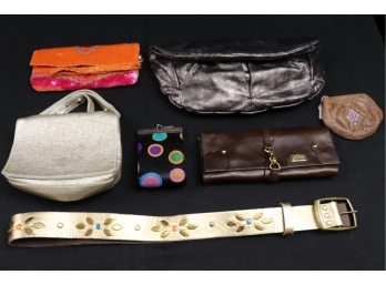 Lot Of Boho Chic Women's Leather Accessories- Clutch, Belts And More