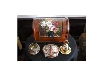 Vintage Hand Painted Treasure Chest & Assorted Eclectic Decorative Accessories