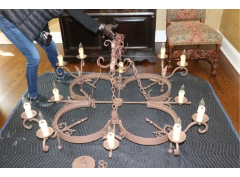 Wrought Iron 12 Light Clover Shaped Chandelier