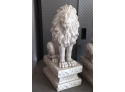 Pair Of Resin Lion Statues On Bases  Perfect For Your Entrance!