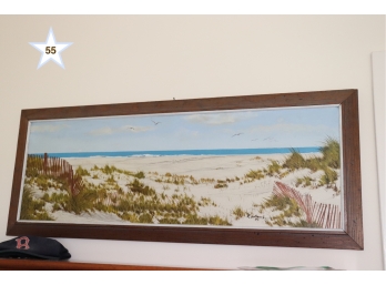 Beach-scape, Dunes, Original Oil Painting By LI Artist R. Hallmark
