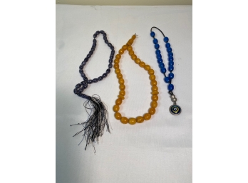 3 Tasbih Necklaces From Iran. Arabic Beads