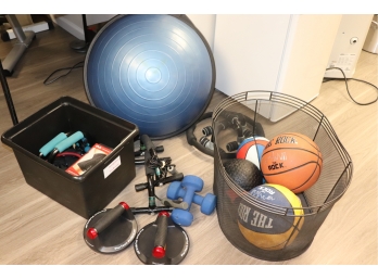 Lot Of Home Gym Exercise Items  Perfect PushUps, Assorted Push Bar Handles, Jump Rope & More