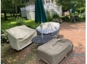 LOCATED IN BROOKVILLE IS A 6 Pc Lloyd Flanders Wicker Patio With Metal Tbl & Umb PICK UP BROOKVILLE
