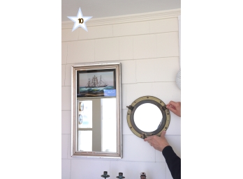 Ship Port Brass Mirror And Silver Framed Mirror With Ship