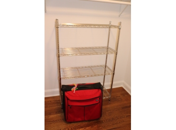 Heavy-duty Metal Storage Rack & Chrome And Pull Handle Red Luggage