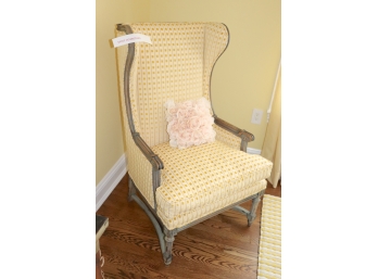 Vintage Yellow Upholstered Wing Chair