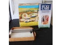 Eclectic Lot Of Unused 7 Piece  Ceramic Pasta Bowl Set, Chopping Board & Hardwood Floor Cleaning Set