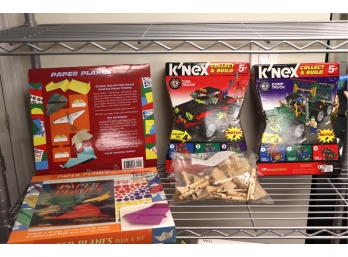 Assortment Of Fun Childrens Toys, Paper Planes, Knex And More