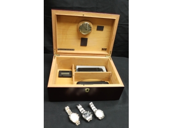 Assortment Of Mens Essentials - Humidor And Leather Cigar Holders By Davidoff & Coach