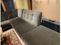 Beautiful Custom Fabric Contemporary 3 Piece Pewter Grey Mohair Sectional
