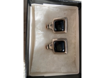 Pair Of Sterling And Onyx Quality Earrings