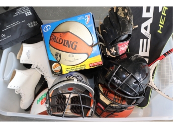 Lot Of Assorted Sporting Goods By Rawlings, Spalding, Wilson, Head, Prince, Razor & More