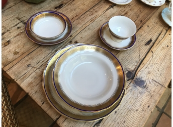 Service For 10 + Extras Polish China Cobalt And Gold VG Condition