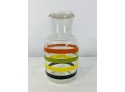 Retro Striped Glass Pitcher/Decanter With Lid
