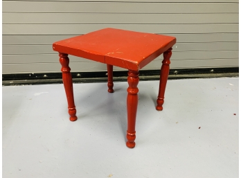 Vintage Painted Red Rustic Side Table (Made In Vermont)