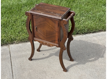 Antique Petite Accent Table With Storage.