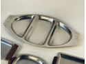 Mid Century Modern Lot Of Stainless Steel  Entertaining Serving Trays