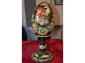 Russian Wood Eggs With Stands With Russian Pictures (6 Pieces)