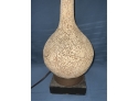 Vintage Bulbous White Lamp With A Crackle Textured Finish