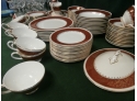 Craftsman Dinnerware USA China With Gold Trim, Unsigned Crystal Stems And Wine Glasses And More