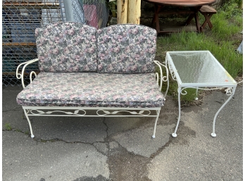 2 Piece Iron Loveseat With Side Table