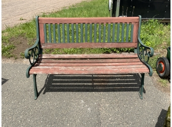 Iron Park Bench With Wood Seat
