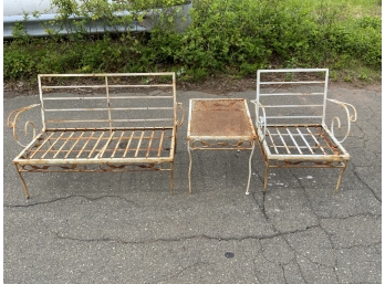3 Piece Vintage Patio Set Love Seat, Chair, Side Table