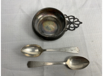 Two Sterling Spoons And Sterling Porriger 5.9 Ozt