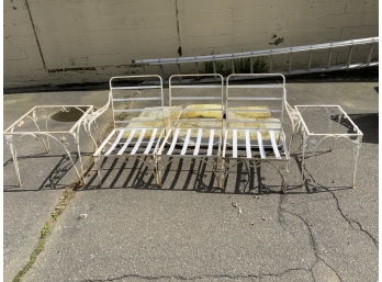 Vintage Patio Set With 3 Piece Sofa And 2 Side Tables