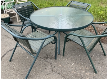 5 Piece Brown Jordan Glass Top Patio Table Set With 4 Chairs