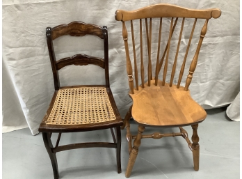2 Side Chairs Including An Antique, And A Solid Maple S. Bent Brothers