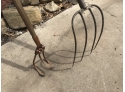 3-Tine Cultivator And Antique Pitchfork