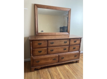 Large Oak Chest Of Drawer With Mirror