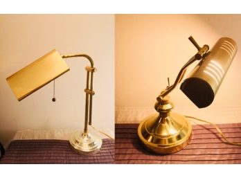Two Golden Desk Lamps