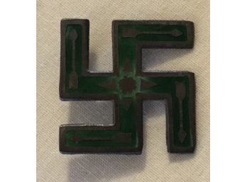 Not A German WWII Swastika-see Description Below - Antique Sterling Silver Enamel Swastika Arrow Pin 3.1 Grams