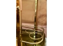 Brass & Glass Two Tier Bar Cart, With 3 Bottle Holder And Working Castor Wheels
