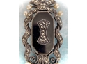 Vintage Sterling Silver Pendent,  Antique Style With Onyx, Rhinestones & Faux Peals