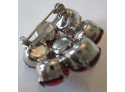 Vintage BROOCH PIN, Silver Tone Finish, RUBY RED Cabochon Stones